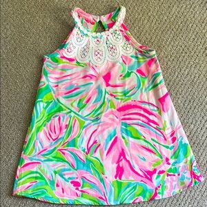 Colorful Sleeveless Dress with Lace Detail